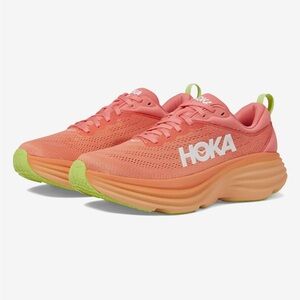 Worn once HOKA BONDI 8 in coral/papaya (orange) size 8.5